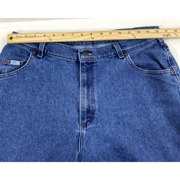 Lee Original Jeans Womens Plus Size 18 L Medium Wash Denim Straight Mom‎ Hi Rise - Picture 7 of 12